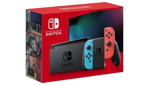 Nintendo Switch with Neon Blue and Neon Red Joy-Con